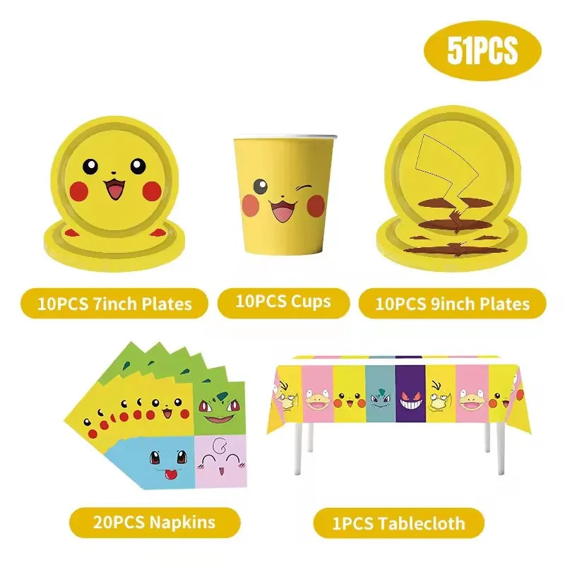 Kit de Décoration Anniversaire – Pikachu, Salamèche, Evoli