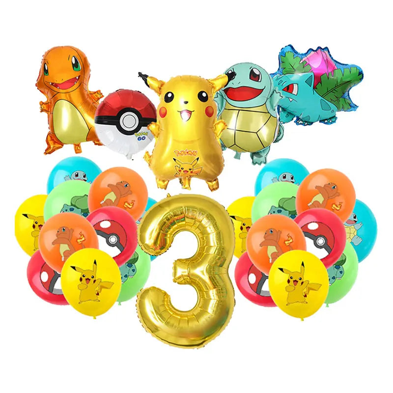 Kit de Décoration Anniversaire – Pikachu, Salamèche, Evoli
