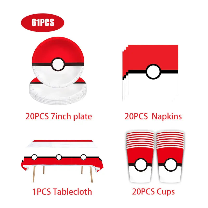 Kit de Décoration Anniversaire – Pikachu, Salamèche, Evoli