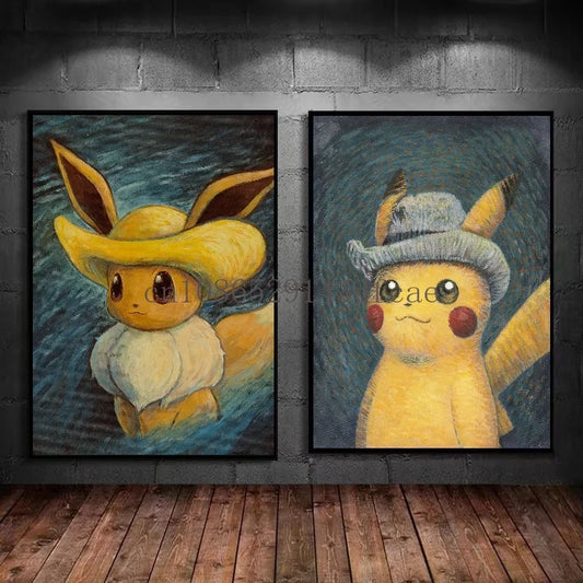 Canvas – Pikachu & Évoli version Van Gogh / Munch